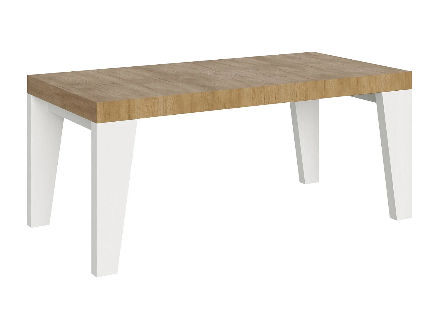 Table extensible 90x180/284 cm Naxy Mix dessus Chêne Nature pieds Frêne Blanc