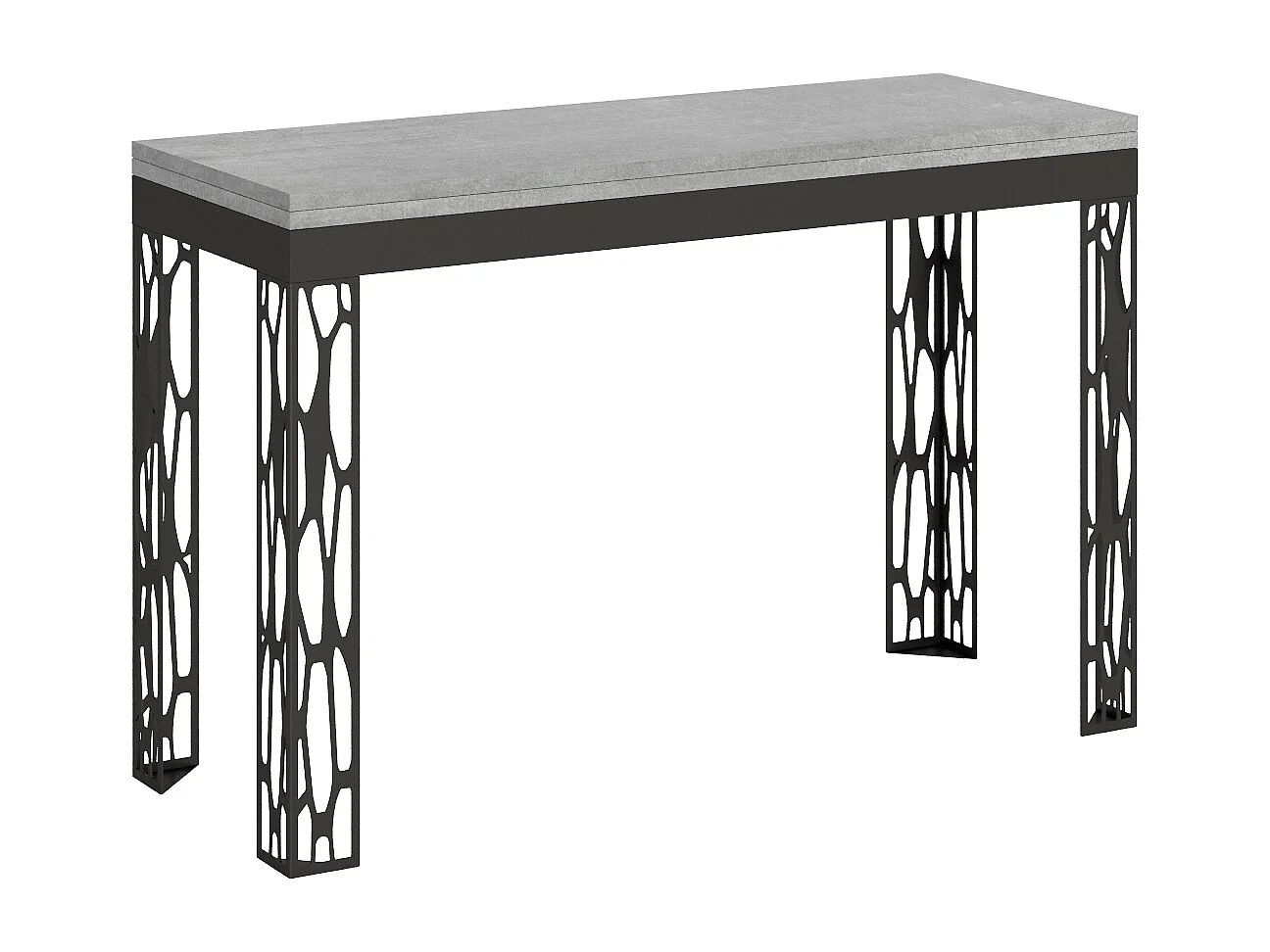 Table extensible portefeuille 120/200x45/90 cm Ghibli Double Gris Béton cadre Anthracite