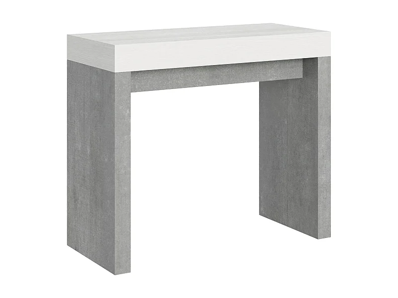Konsola rozkładana 90x40/196 cm Roxell Mix Small top Biały Jesion - struktura Cement