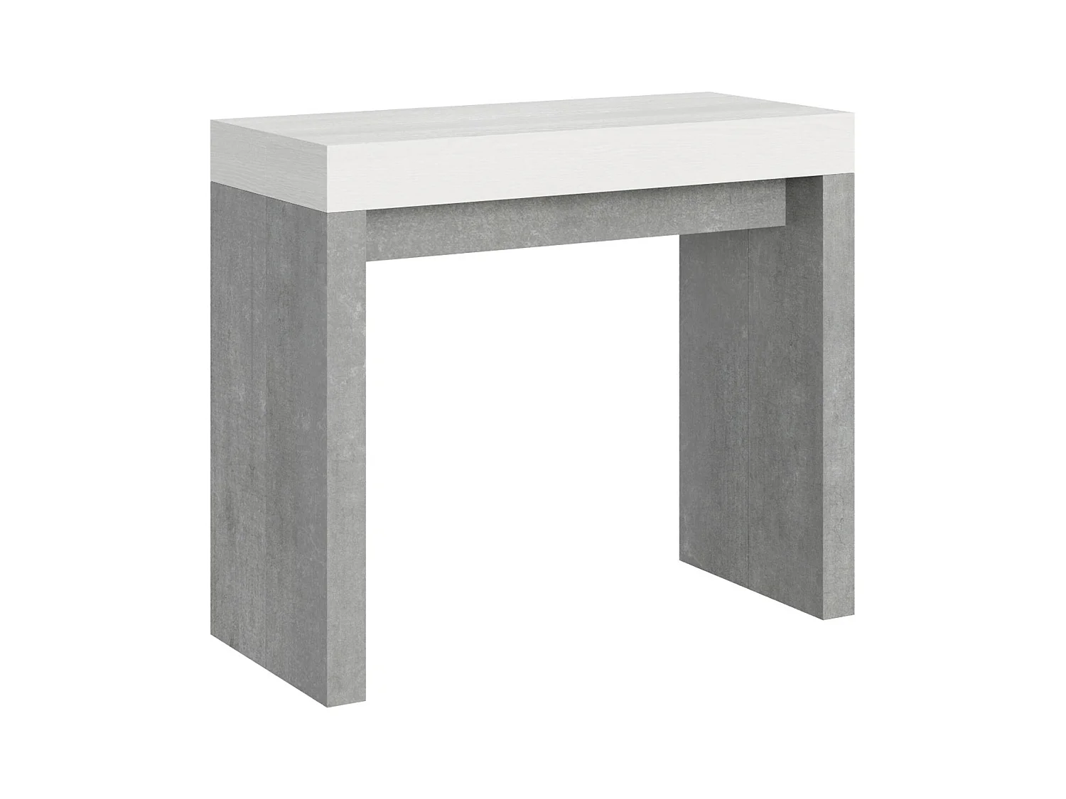 Consolle allungabile 90x40/196 cm Roxell Mix Small piano Bianco Frassino - struttura Cemento
