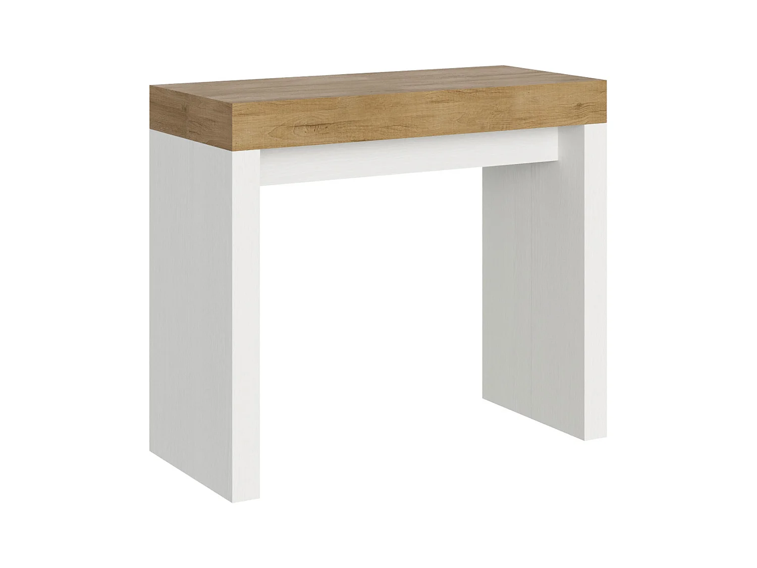Console extensible 90x40/196 cm Roxell Mix Small dessus Chêne Nature - structure Frêne Blanc