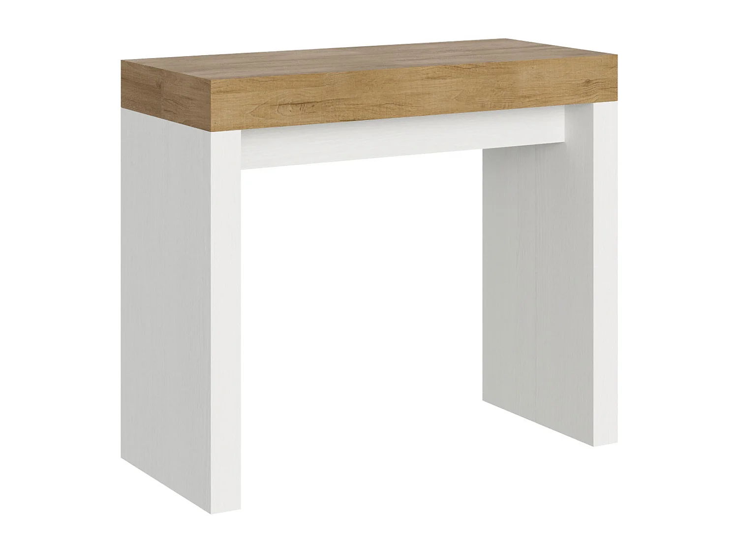 Konsola rozkładana 90x40/196 cm Roxell Mix Small Blat Dąb naturalny - Struktura Frassino biała