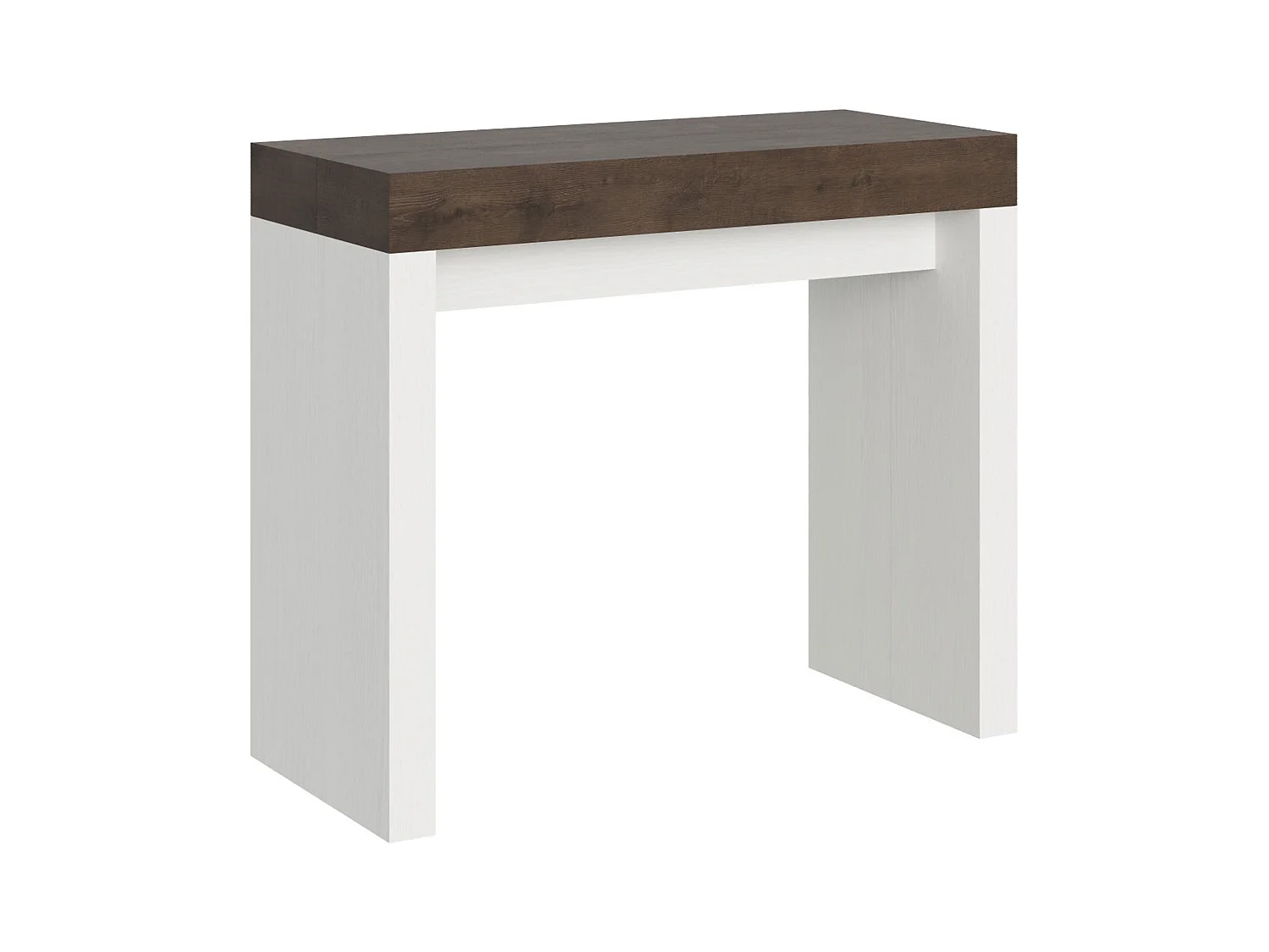 Console extensible 90x40/196 cm Roxell Mix Small dessus Noyer - structure Frêne Blanc