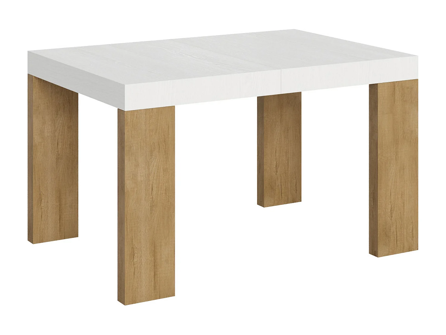 Stół rozkładany 90x130/234 cm Roxell Mix Biały jesionowy blat - Nogi z naturalnego dębu