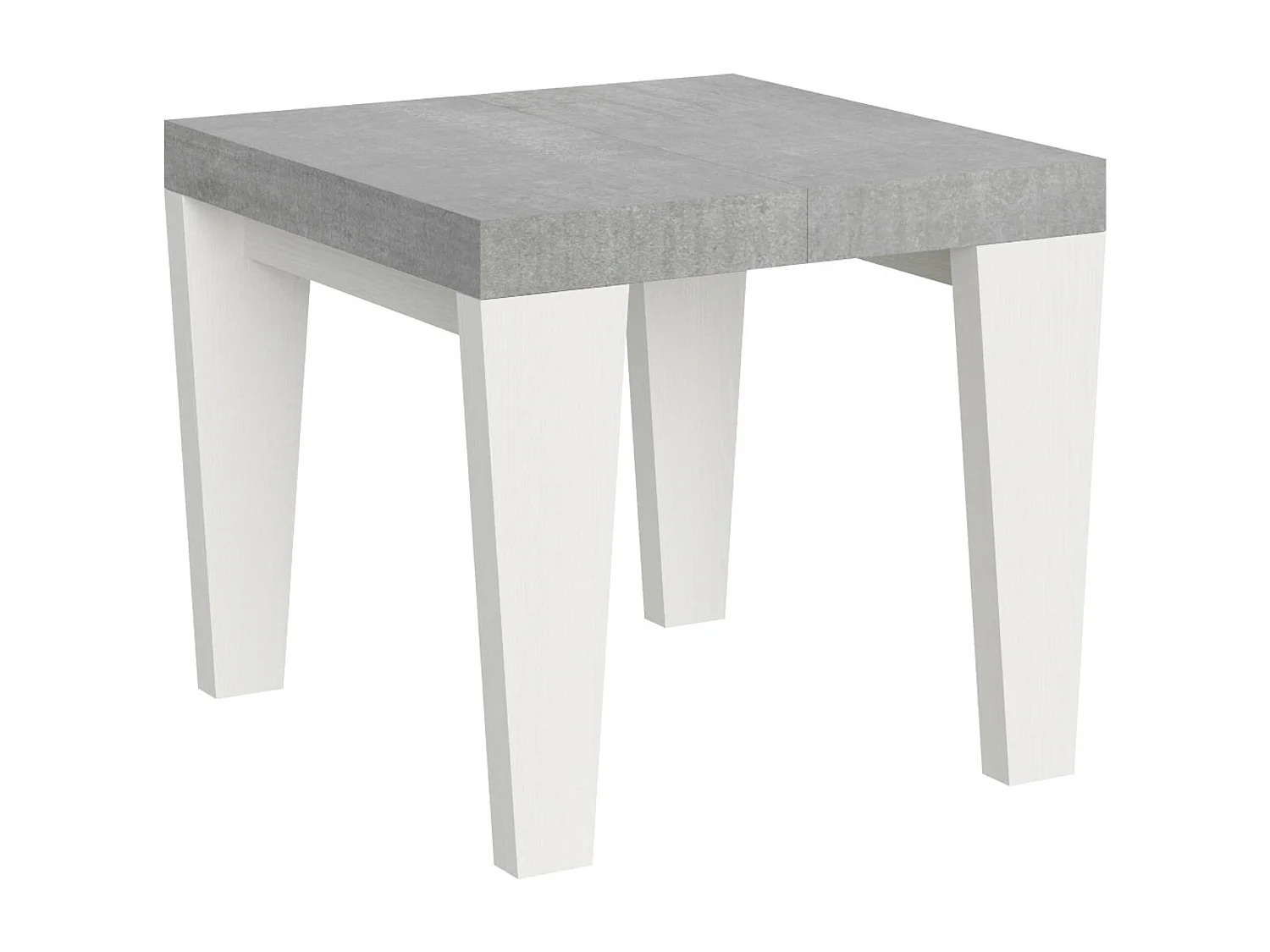 Stół rozkładany 90x90/246 cm Blat cementowy Spimbo Mix - Nogi z białego jesionu