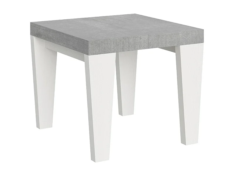 Stół rozkładany 90x90/246 cm Blat cementowy Spimbo Mix - Nogi z białego jesionu