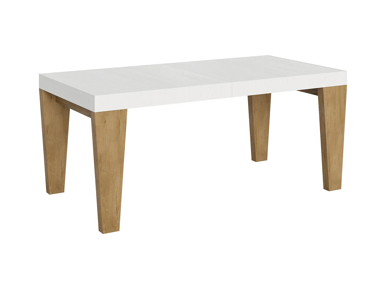 Table extensible 90x180/440 cm Spimbo Mix dessus Frêne Blanc pieds Chêne Nature