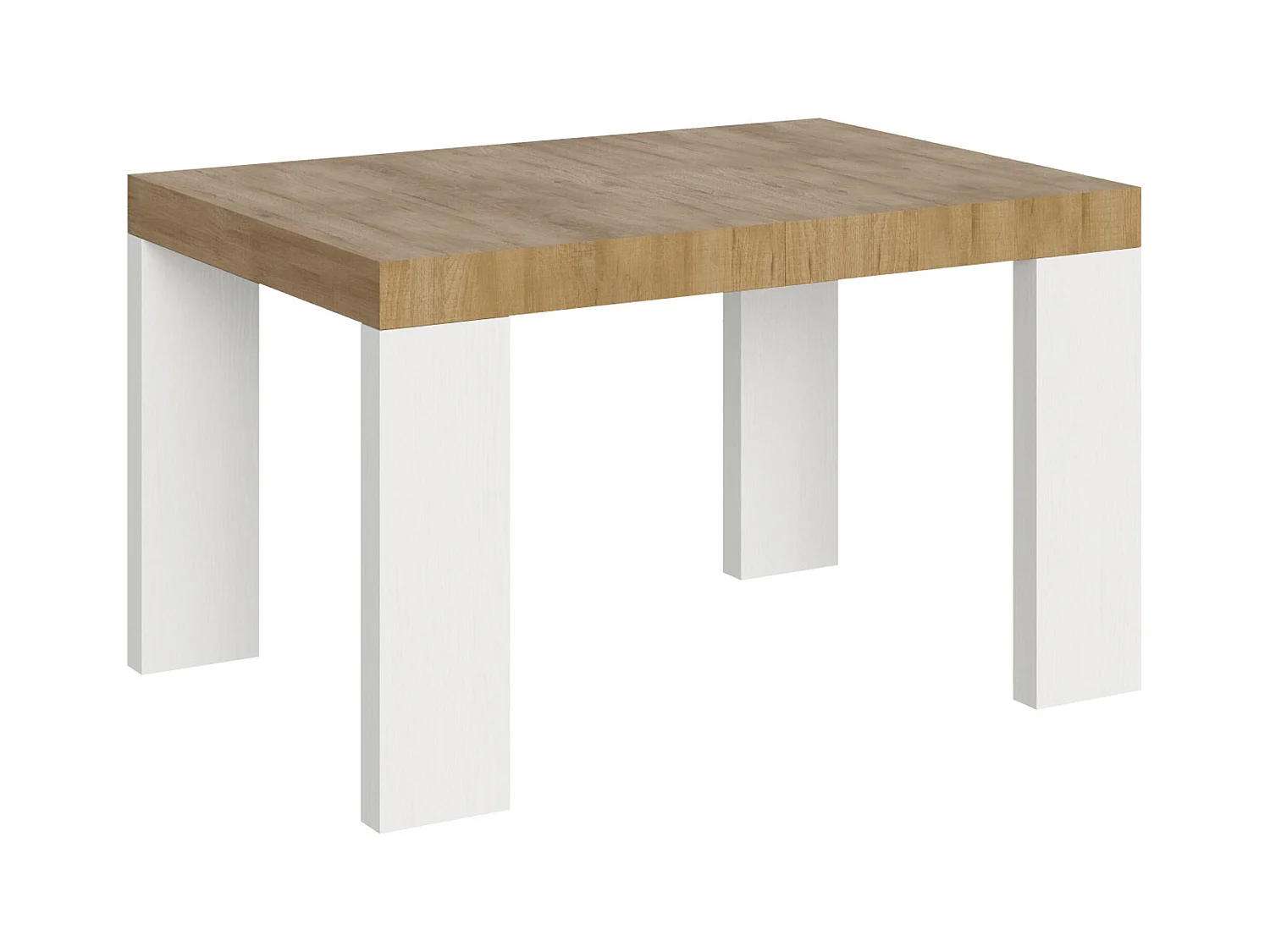 Table extensible 90x130/234 cm Roxell Mix dessus Chêne Nature pieds Frêne Blanc
