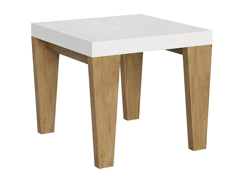 Stół rozkładany 90x90/246 cm Spimbo Mix Blat z jesionu białego - Nogi z naturalnego dębu