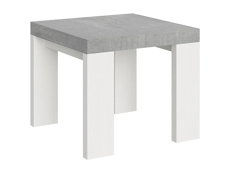 Stół rozkładany 90x90/246 cm Blat Roxell Mix Cement - nogi z białego jesionu