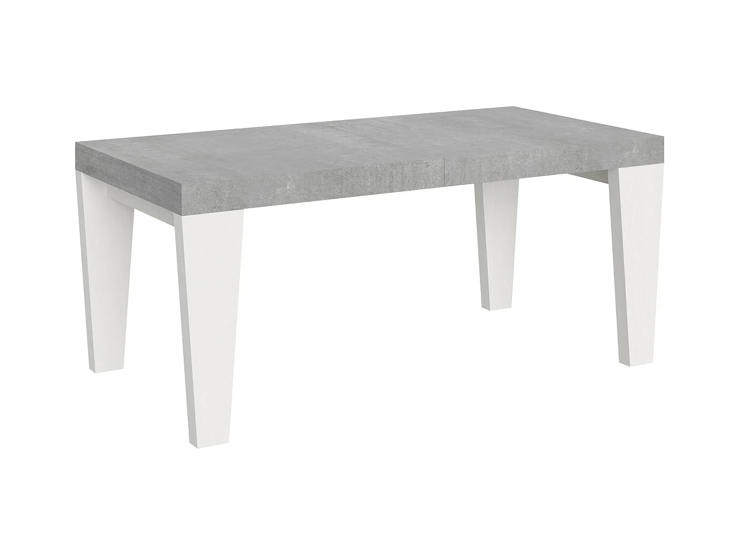 Table extensible 90x180/440 cm Spimbo Mix dessus Gris Béton pieds Frêne Blanc