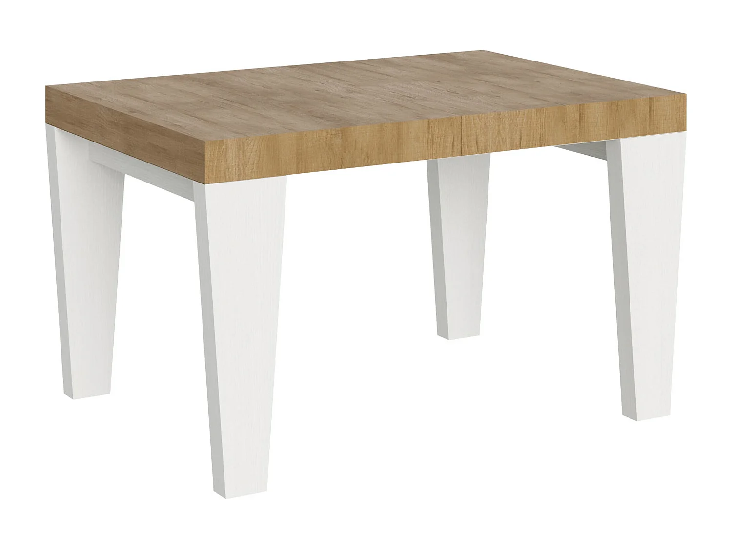 Uitschuifbare tafel 90x130/390 cm Spimbo Mix Nature Eiken blad - Witte Essenhouten poten