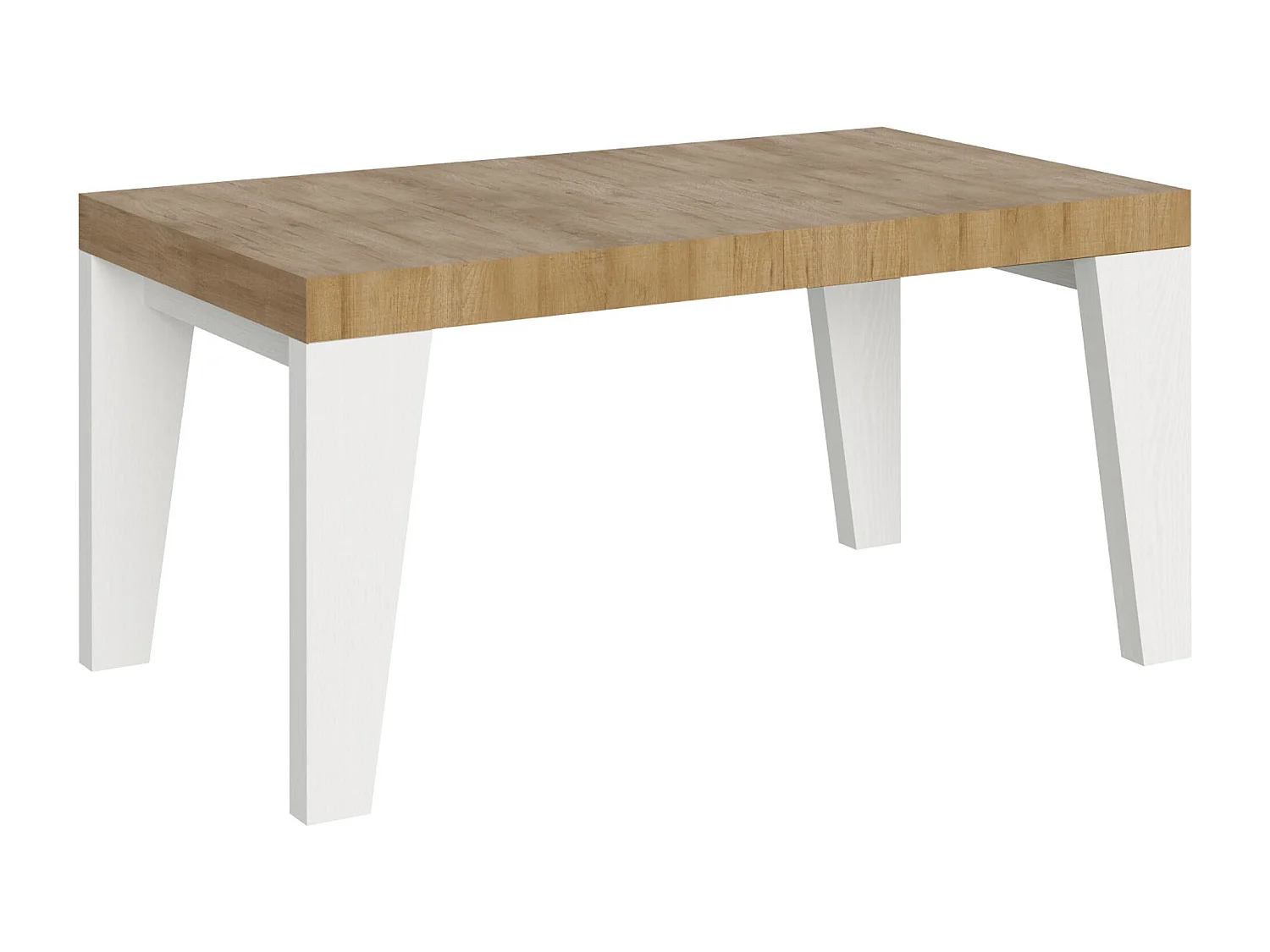 Table extensible 90x160/264 cm Naxy Mix dessus Chêne Nature pieds Frêne Blanc