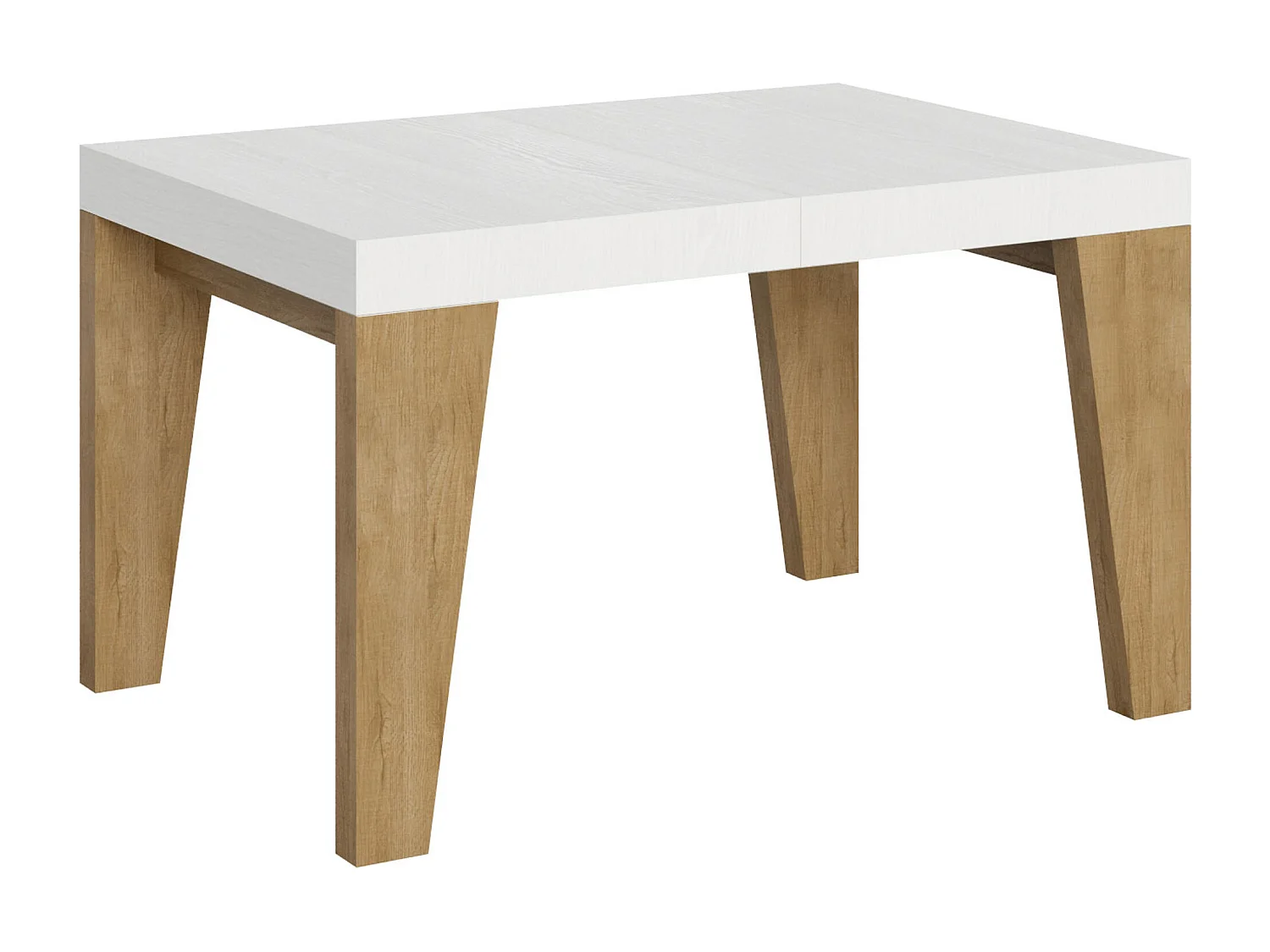 Tavolo allungabile 90x130/390 cm Naxy Mix piano Bianco Frassino - gambe Quercia Natura