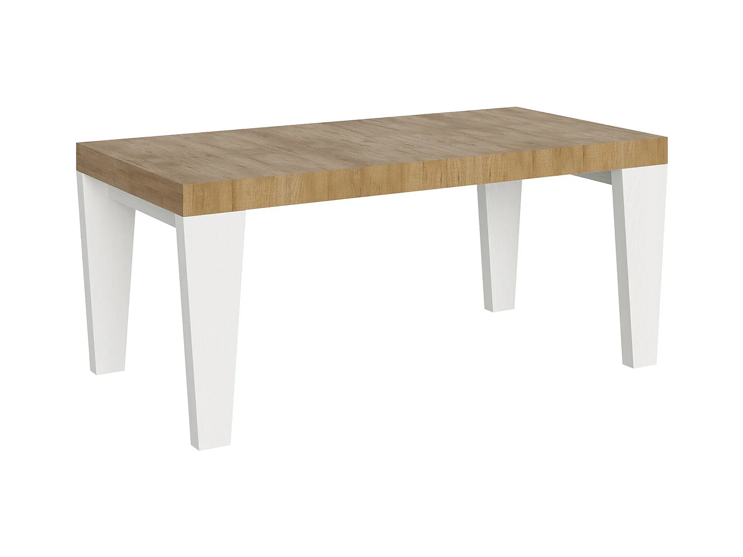 Table extensible 90x180/284 cm Spimbo Mix dessus Chêne Nature pieds Frêne Blanc