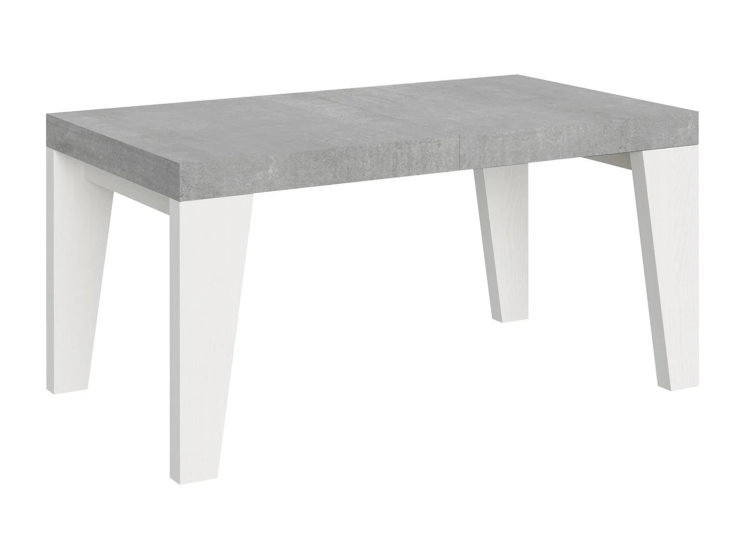 Table extensible 90x160/420 cm Naxy Mix dessus Gris Béton pieds Frêne Blanc