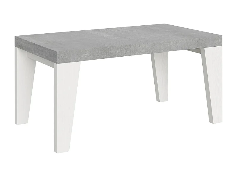 Mesa extensible 90x160/420 cm Naxy Mix Tapa Cemento - Patas Fresno Blanco