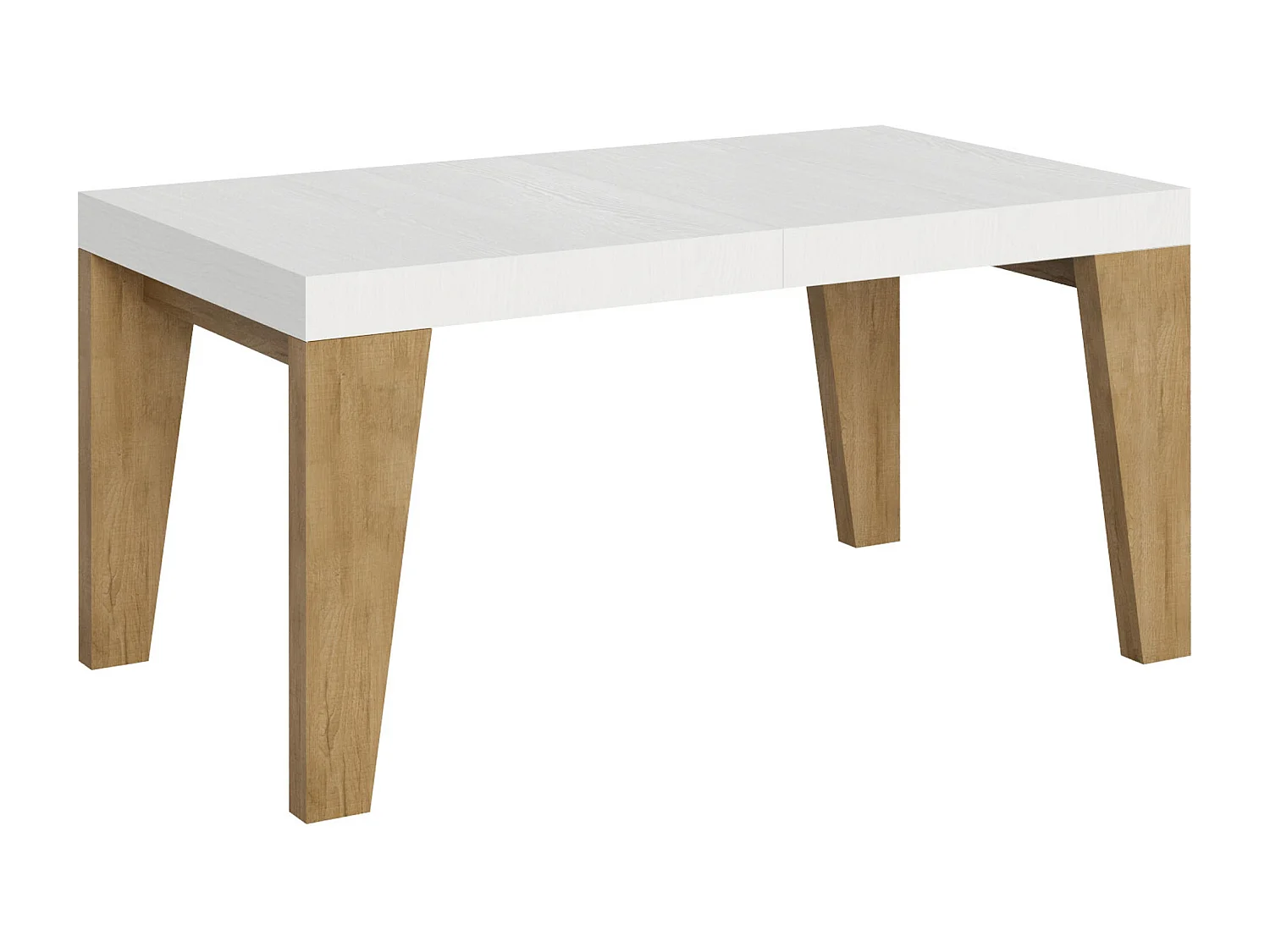 Table extensible 90x160/264 cm Naxy Mix dessus Frêne Blanc pieds Chêne Nature