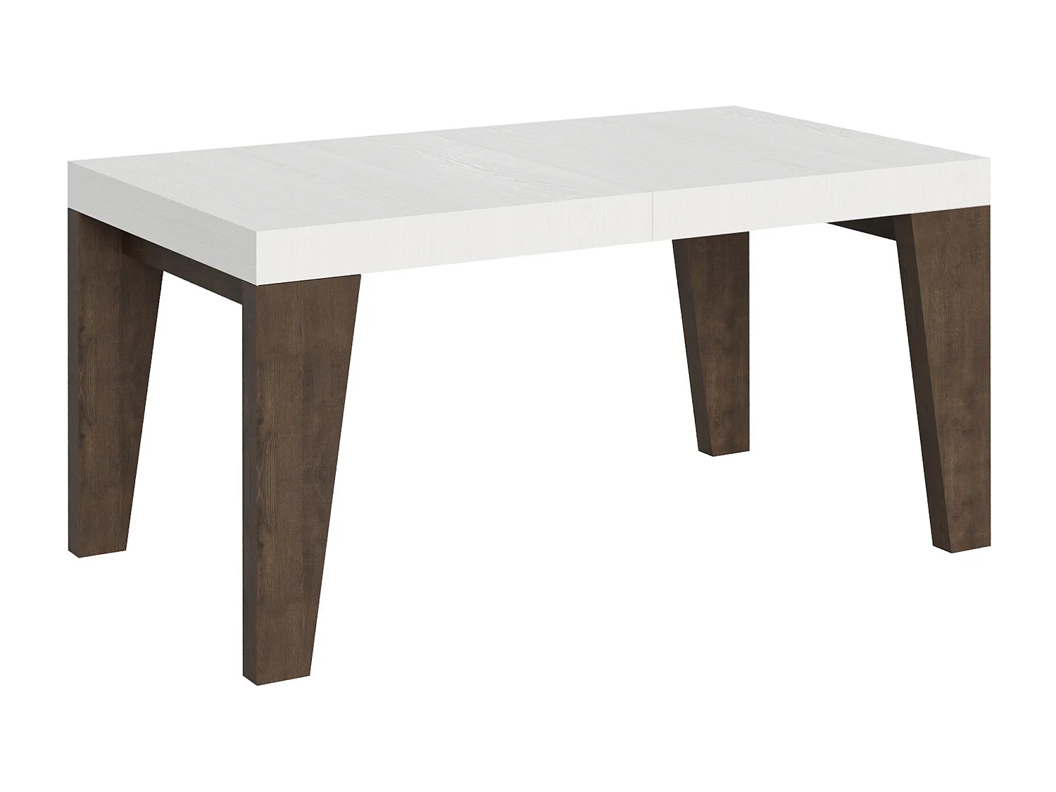 Tavolo allungabile 90x160/264 cm Naxy Mix piano Bianco Frassino - gambe Noce