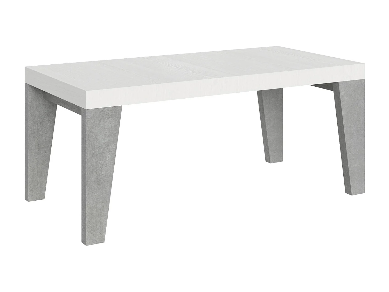 Table extensible 90x180/440 cm Naxy Mix dessus Frêne Blanc pieds Gris Béton