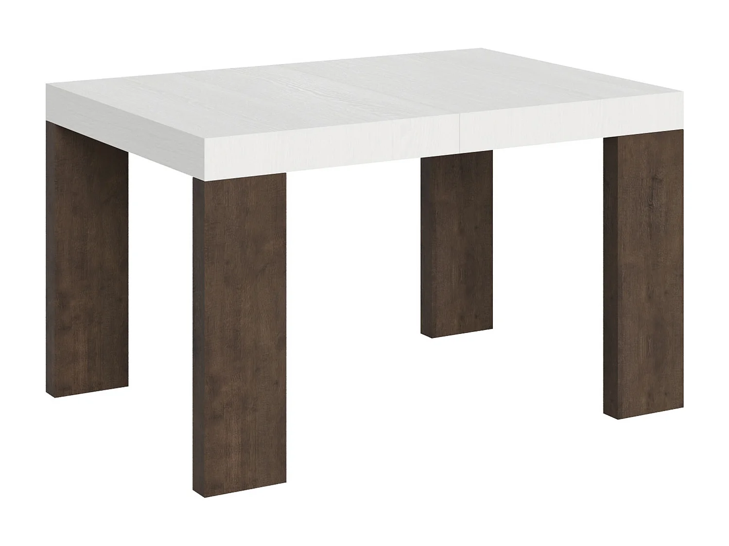 Mesa rectangular extensible madera blanca y nogal 130 a 234 cm Ribo-Soporte 2 pies