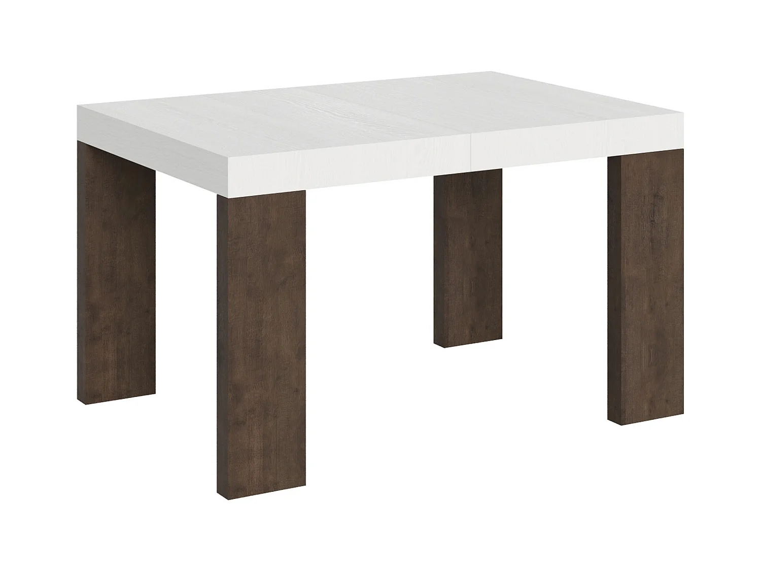 Table extensible 90x130/234 cm Roxell Mix dessus Frêne Blanc pieds Noyer