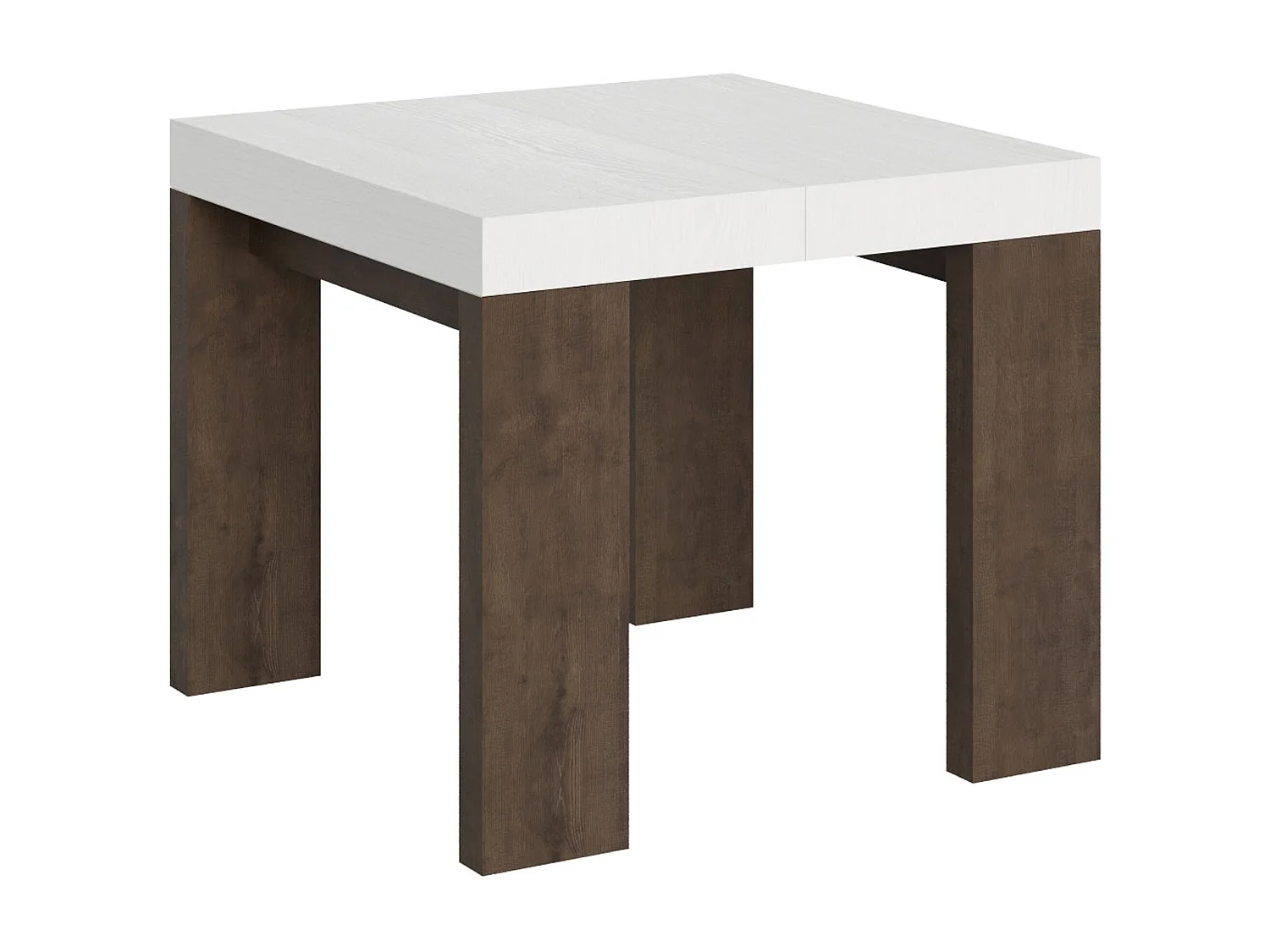Tavolo allungabile 90x90/246 cm Roxell Mix piano Bianco Frassino - gambe Noce