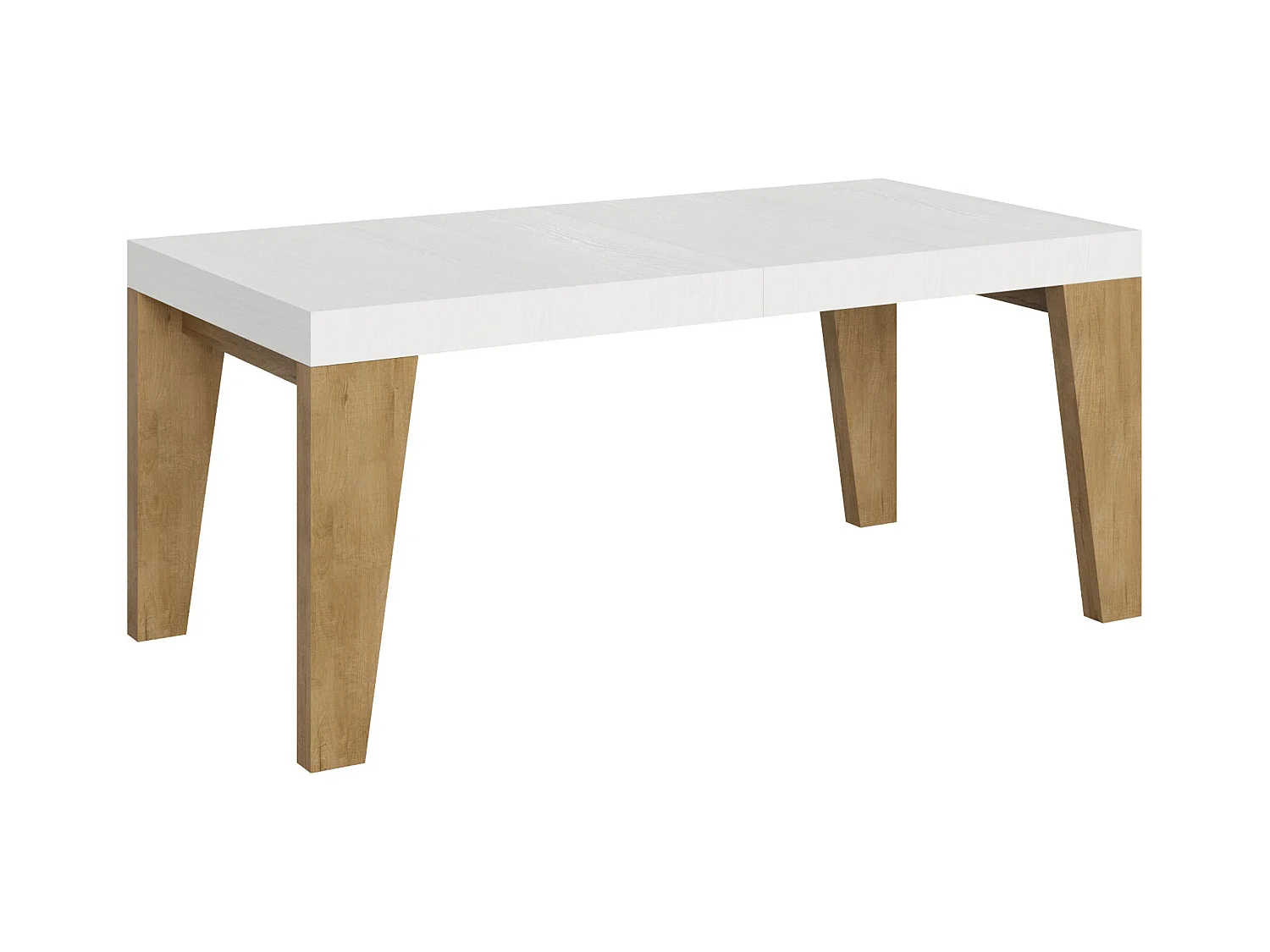 Uitschuifbare tafel 90x180/440 cm Naxy Mix Wit Essen blad - Nature Oak poten
