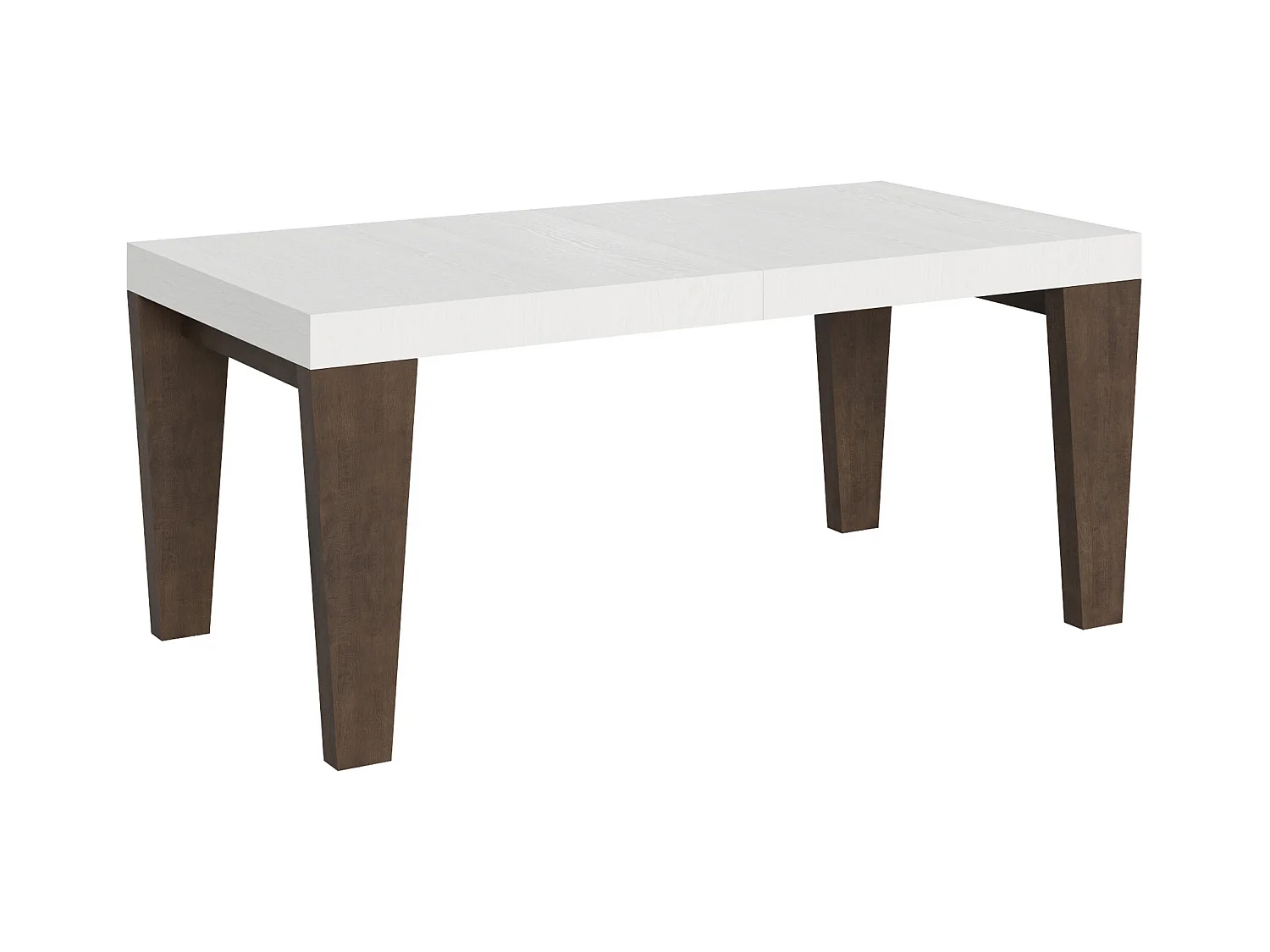 Table extensible 90x180/440 cm Spimbo Mix dessus Frêne Blanc pieds Noyer