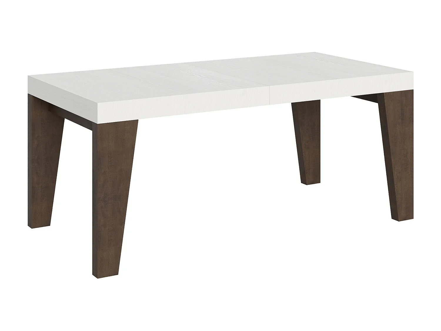 Table extensible 90x180/440 cm Naxy Mix dessus Frêne Blanc pieds Noyer