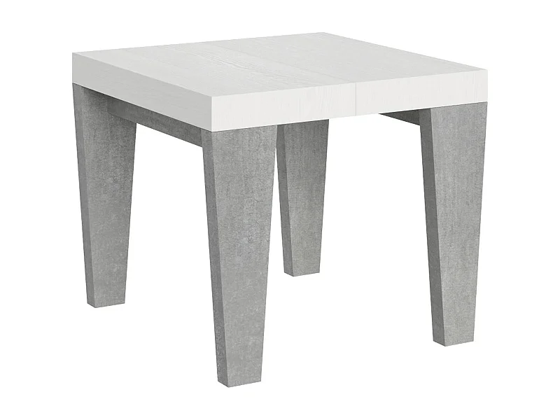 Tavolo allungabile 90x90/246 cm Spimbo Mix piano Bianco Frassino - gambe Cemento