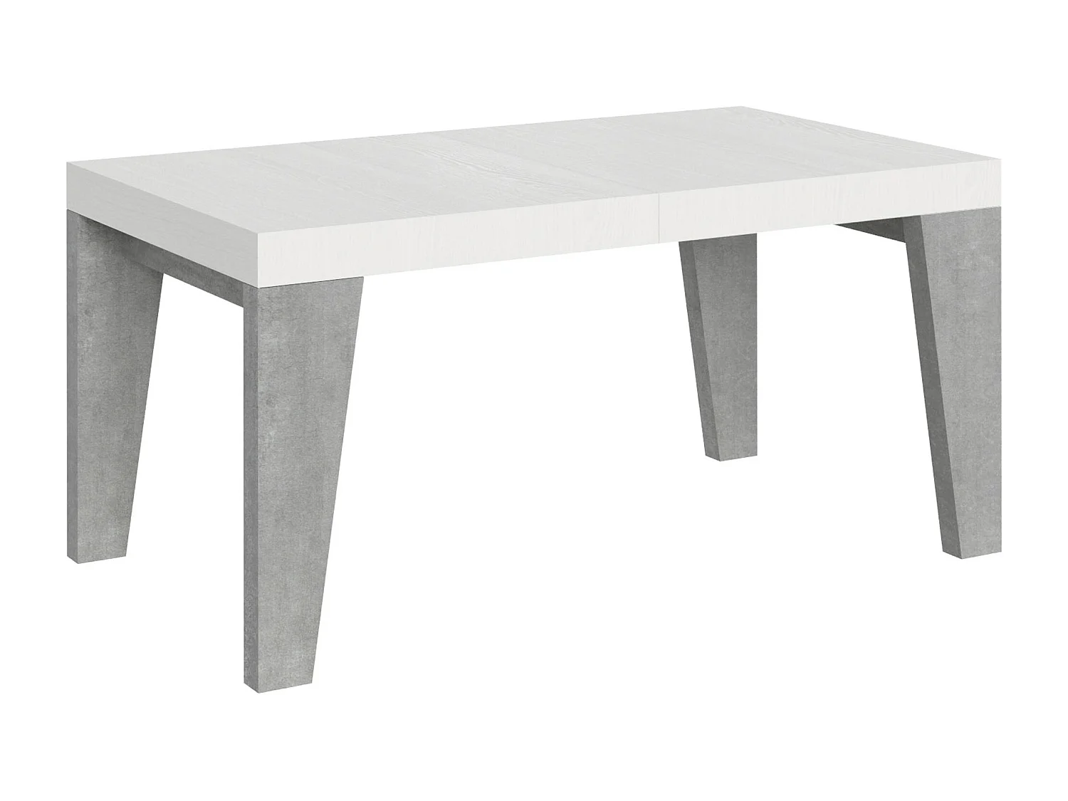 Table extensible 90x160/264 cm Naxy Mix dessus Frêne Blanc pieds Gris Béton