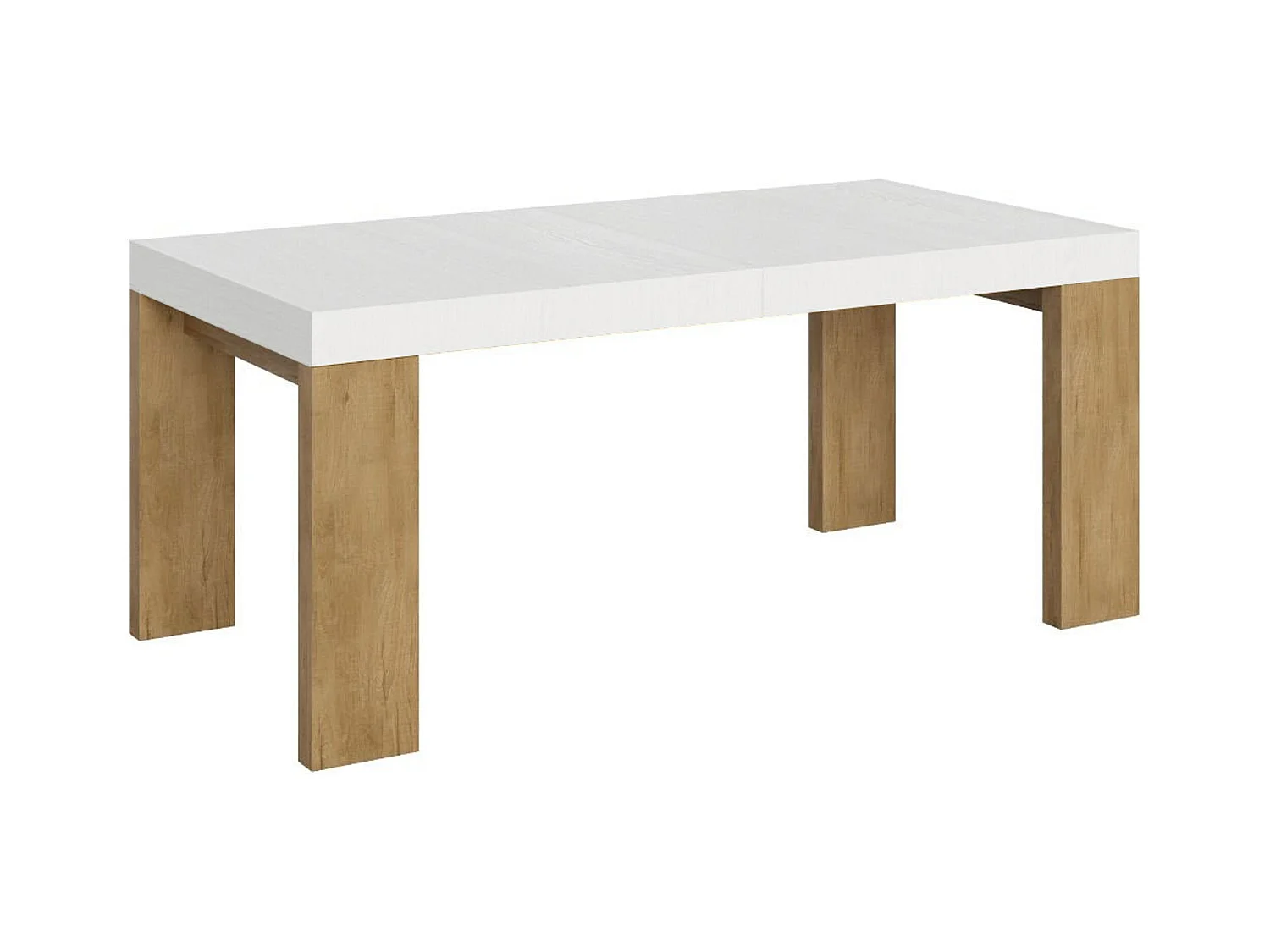 Uitschuifbare rechthoekige tafel van wit en licht hout 180 tot 440 cm Ribo-Steun 2 voet