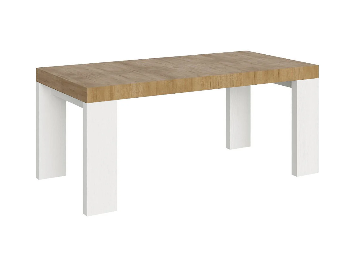 Table extensible 90x180/440 cm Roxell Mix dessus Chêne Nature pieds Frêne Blanc