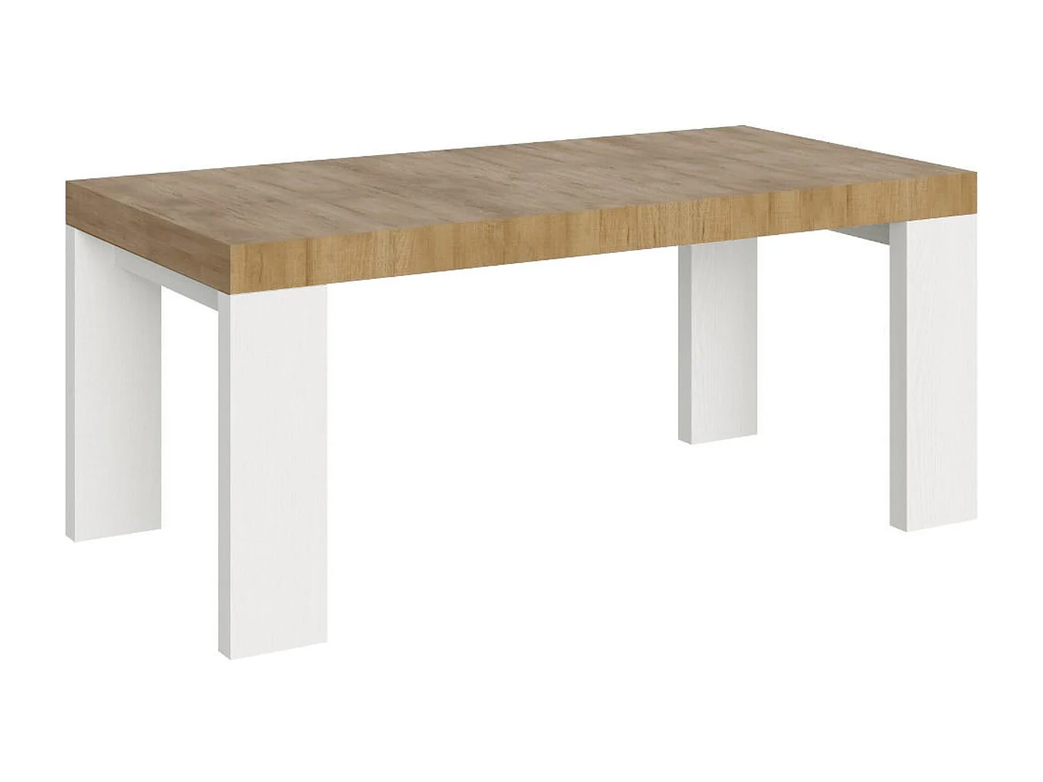 Table extensible 90x180/440 cm Roxell Mix dessus Chêne Nature pieds Frêne Blanc
