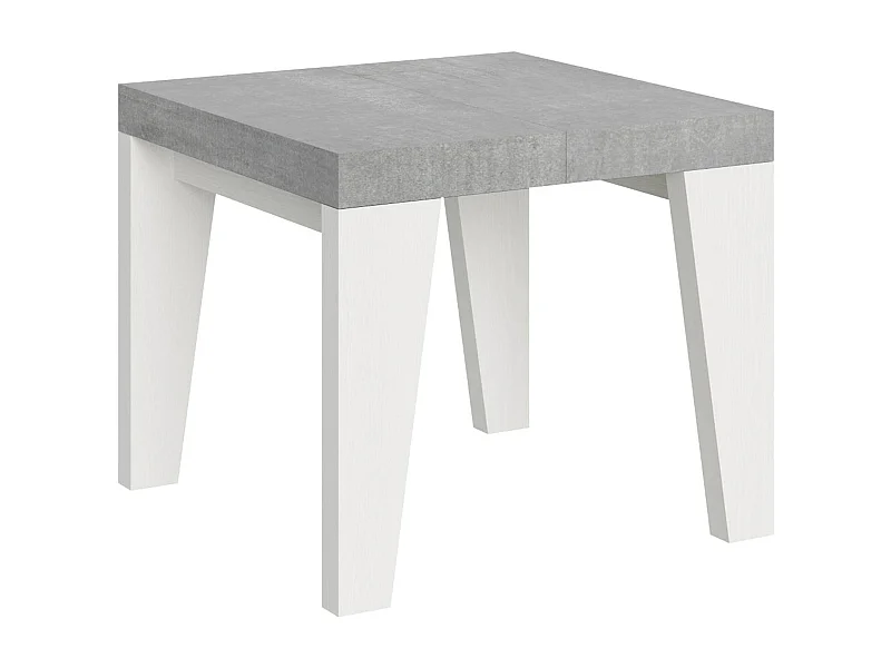 Mesa extensible cuadrada pequeña en madera blanca y gris de 90 a 246 cm Nako-Soporte 2 pies