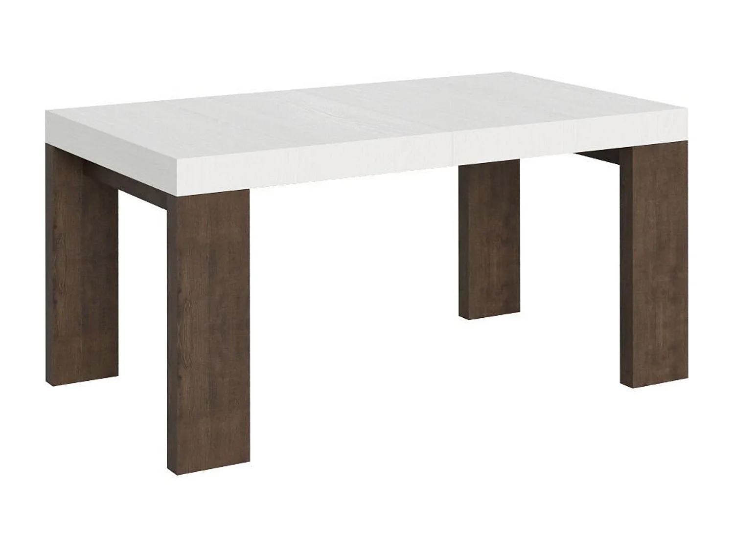 Table extensible 90x160/264 cm Roxell Mix dessus Frêne Blanc pieds Noyer