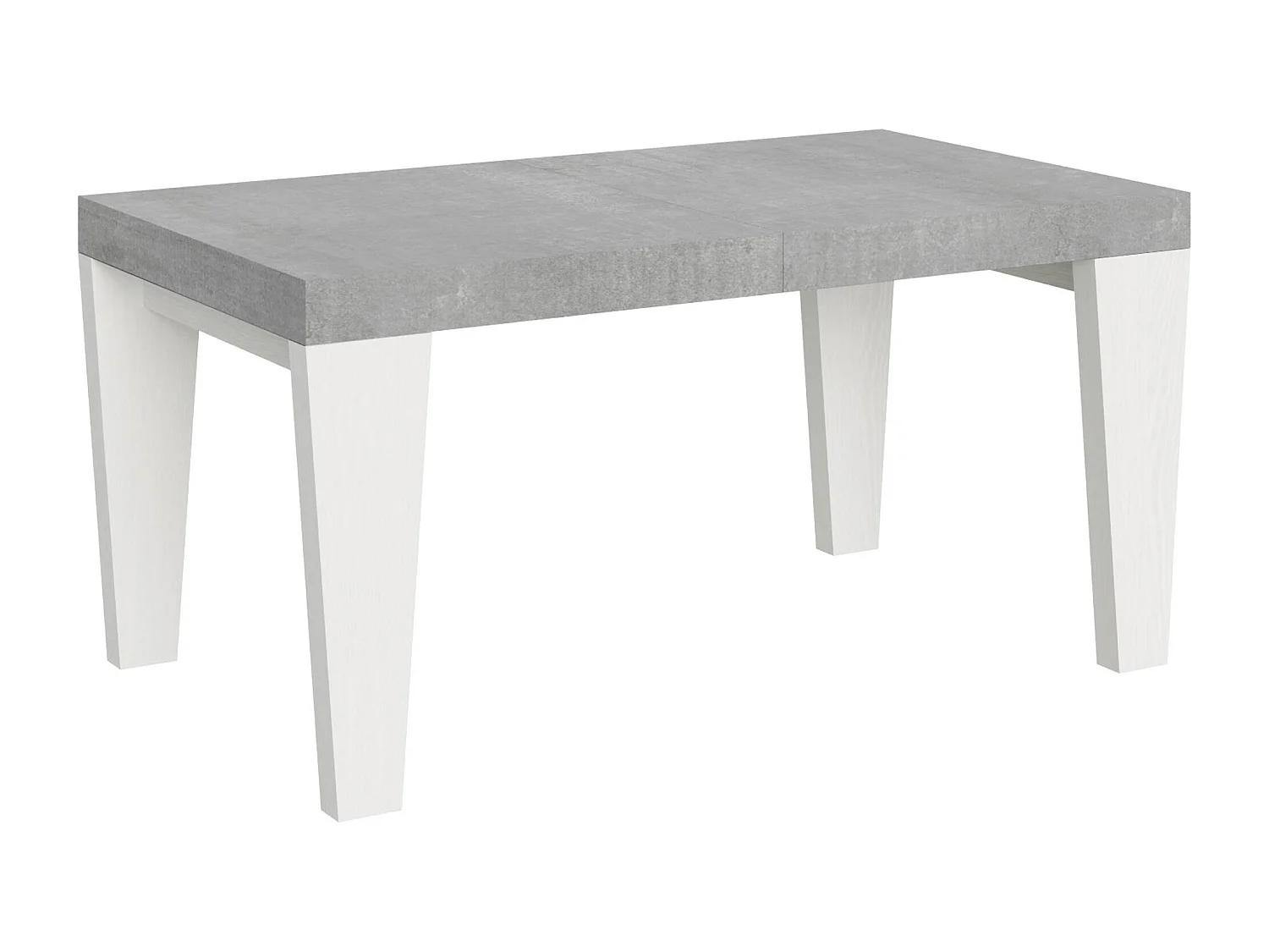 Table extensible 90x160/420 cm Spimbo Mix dessus Gris Béton pieds Frêne Blanc