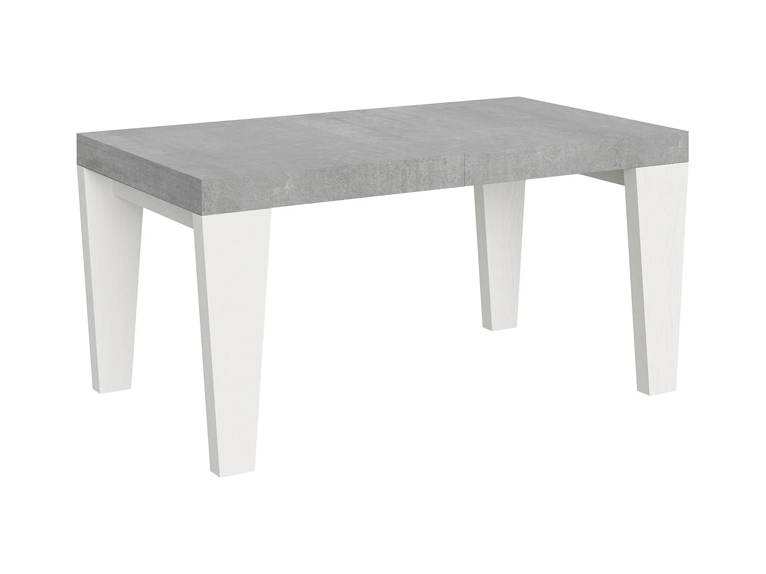 Table extensible 90x160/420 cm Spimbo Mix dessus Gris Béton pieds Frêne Blanc