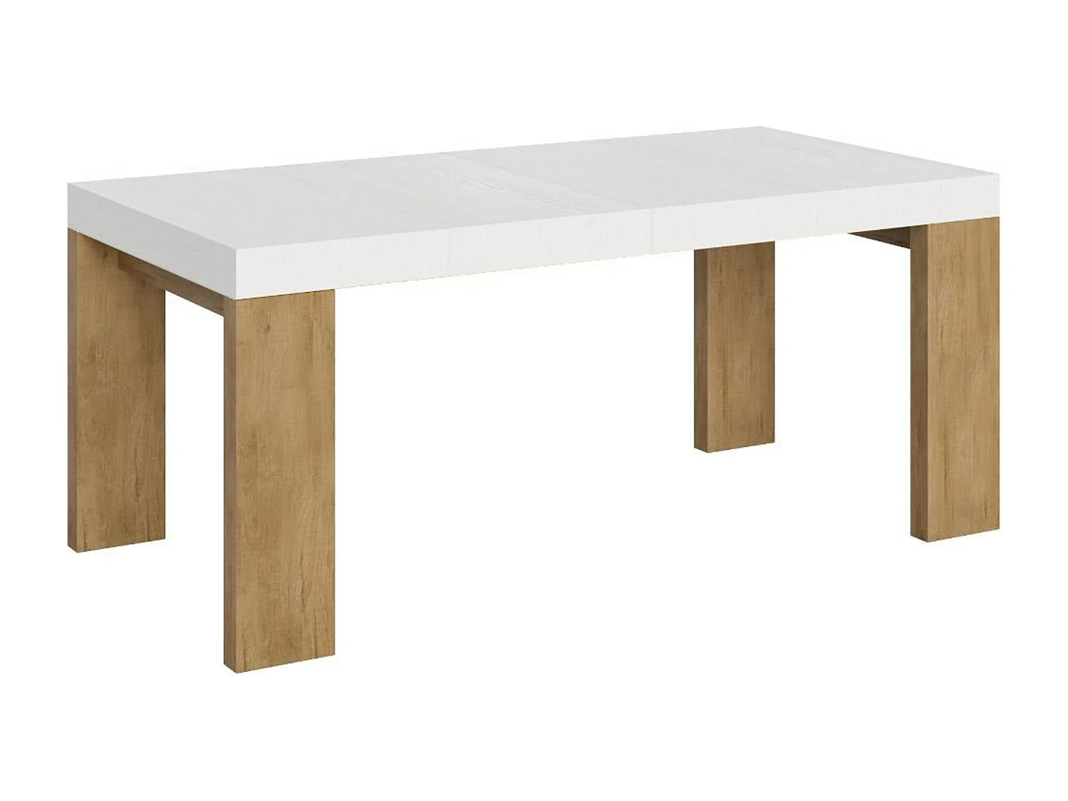 Mesa de jantar extensível 90x180/284 cm Roxell Mix plano Cinza Branca - pernas Carvalho Natural
