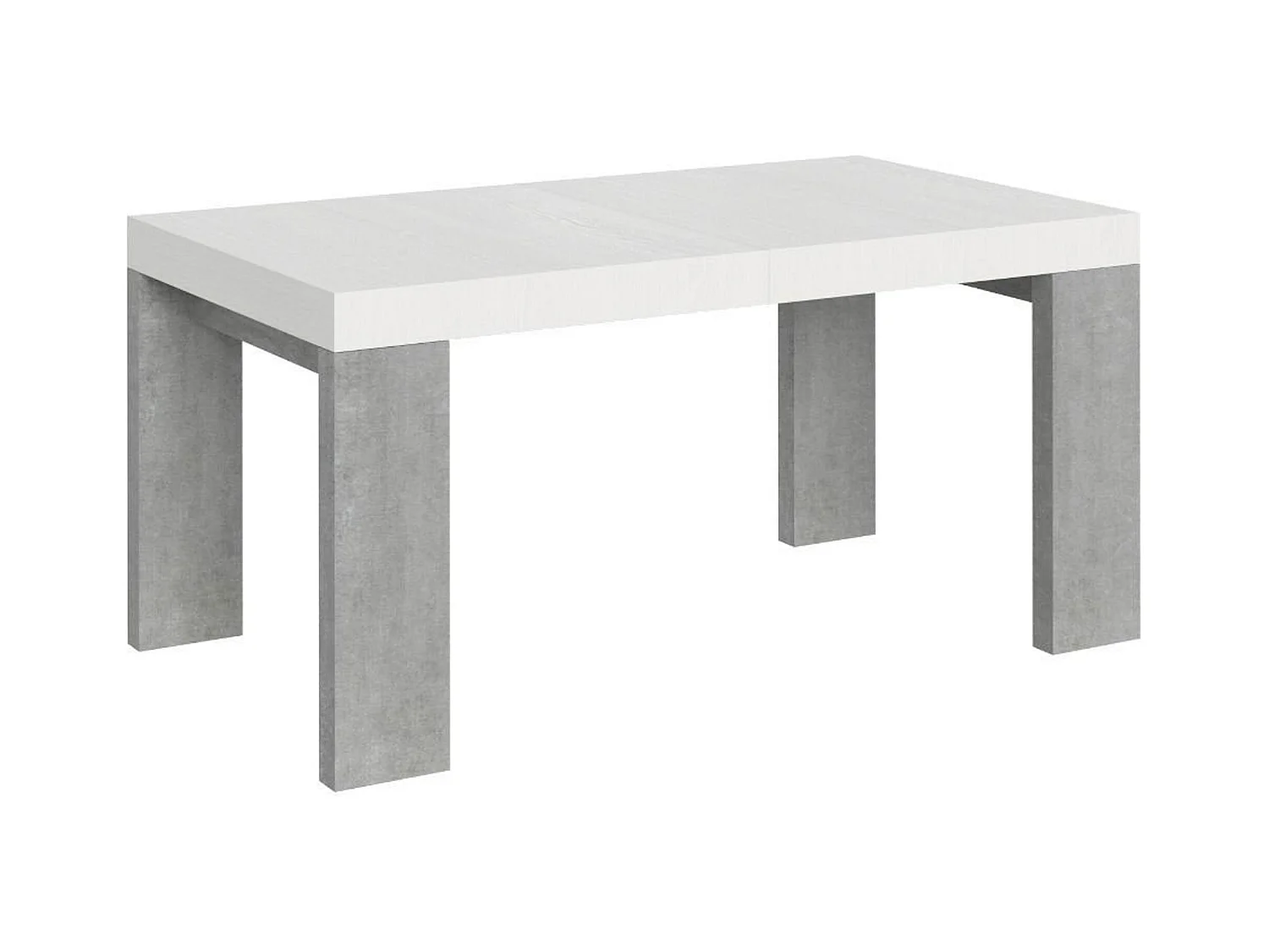 Table extensible 90x160/420 cm Roxell Mix dessus Frêne Blanc pieds Gris Béton