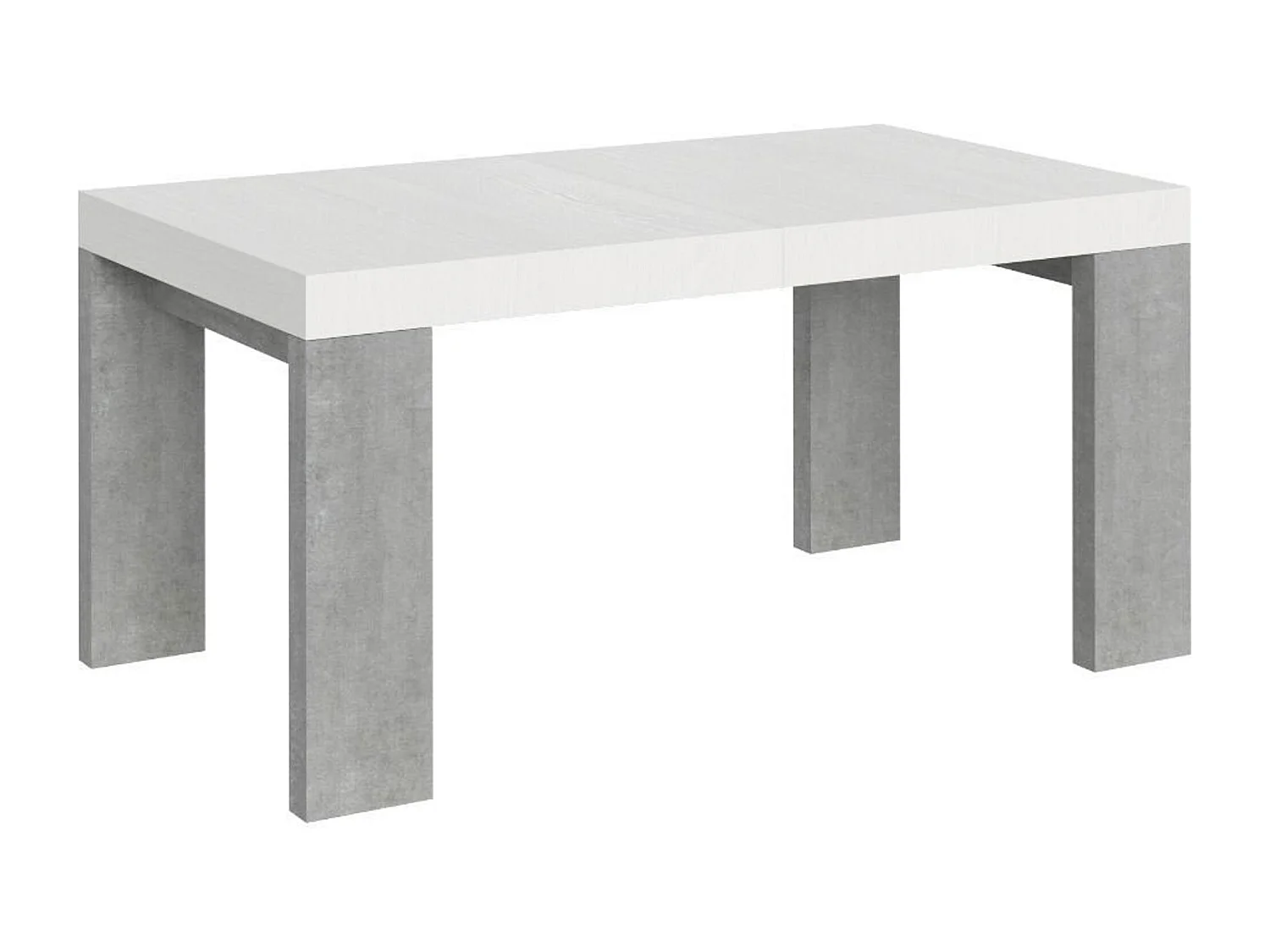Table extensible 90x160/420 cm Roxell Mix dessus Frêne Blanc pieds Gris Béton