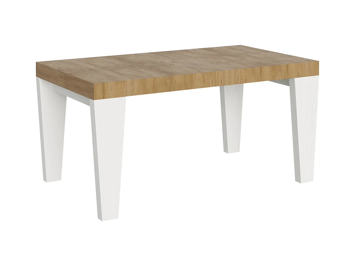 Table extensible 90x160/420 cm Spimbo Mix dessus Chêne Nature pieds Frêne Blanc