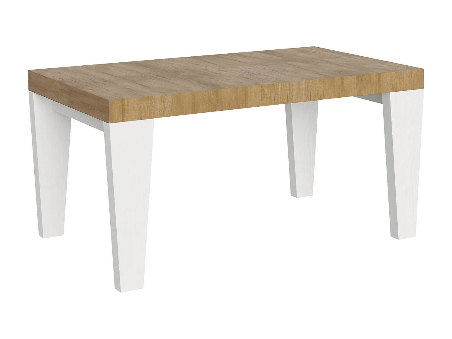Table extensible 90x160/420 cm Spimbo Mix dessus Chêne Nature pieds Frêne Blanc