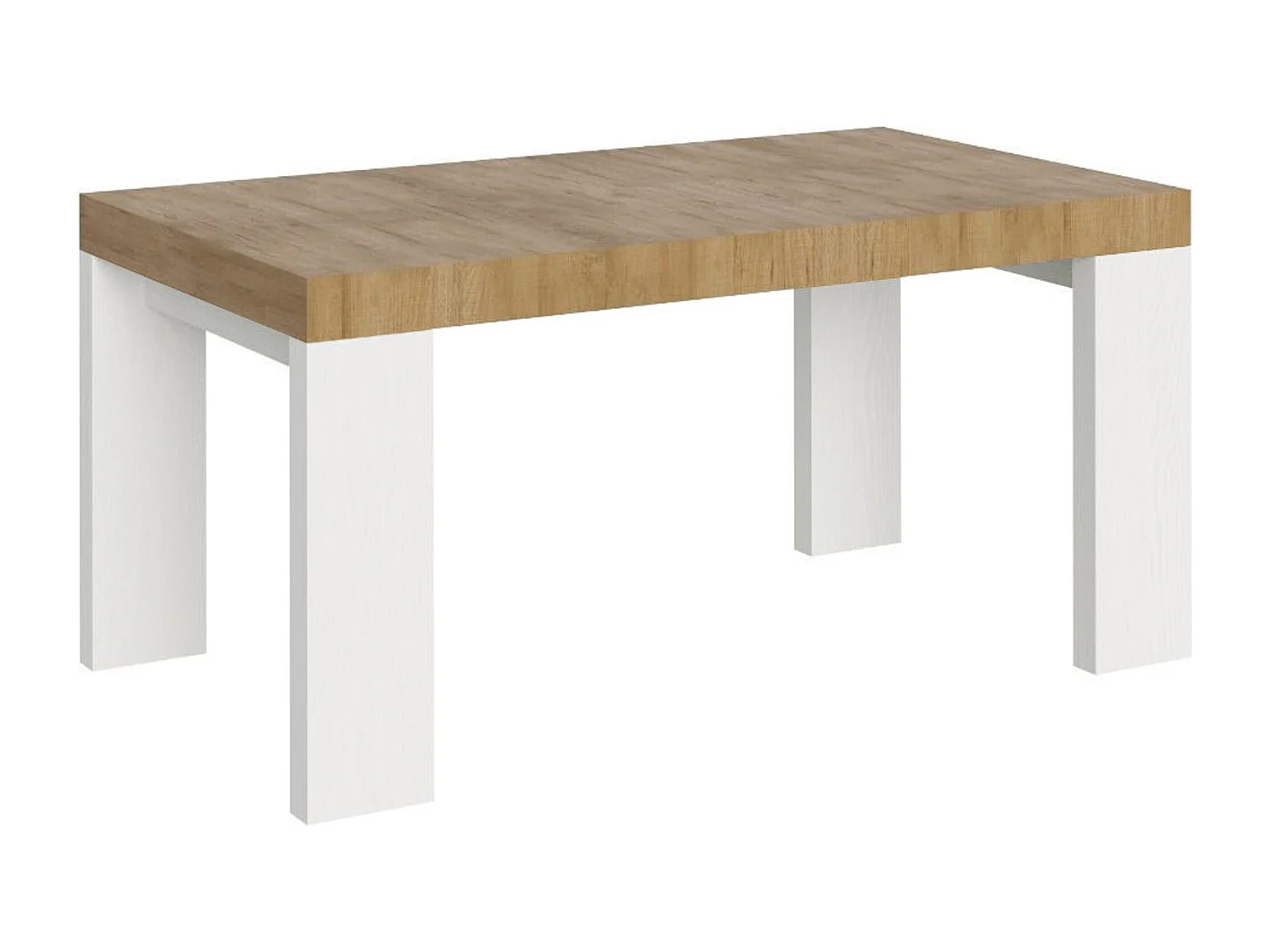 Table extensible 90x160/420 cm Roxell Mix dessus Chêne Nature pieds Frêne Blanc