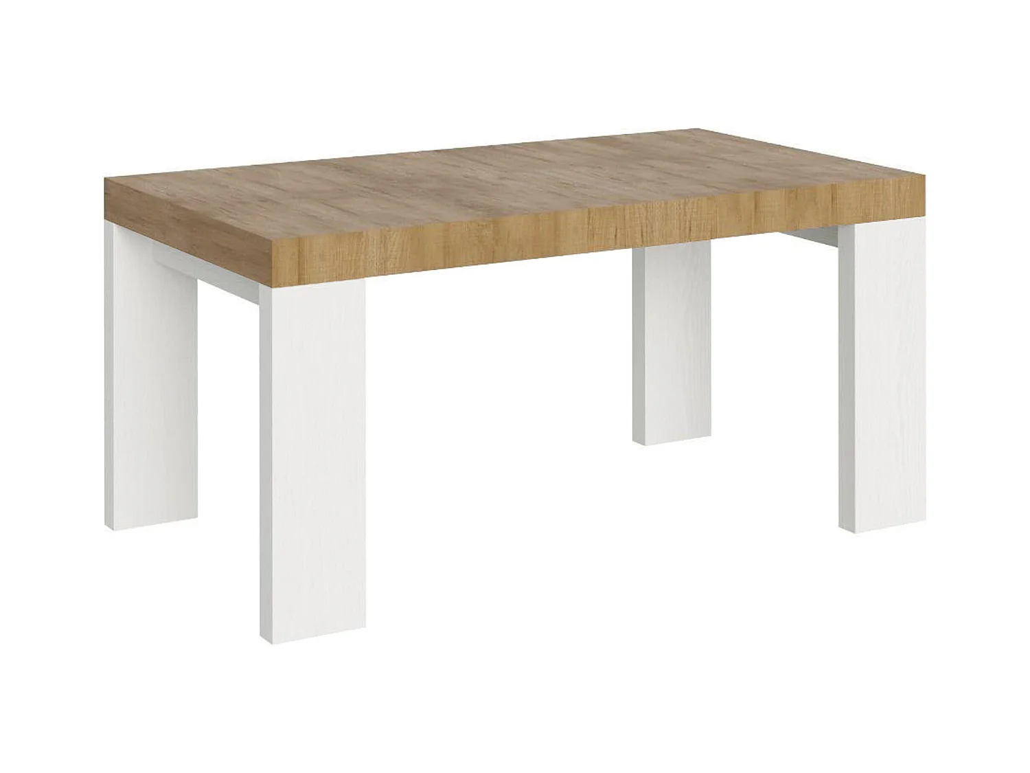 Table extensible 90x160/420 cm Roxell Mix dessus Chêne Nature pieds Frêne Blanc