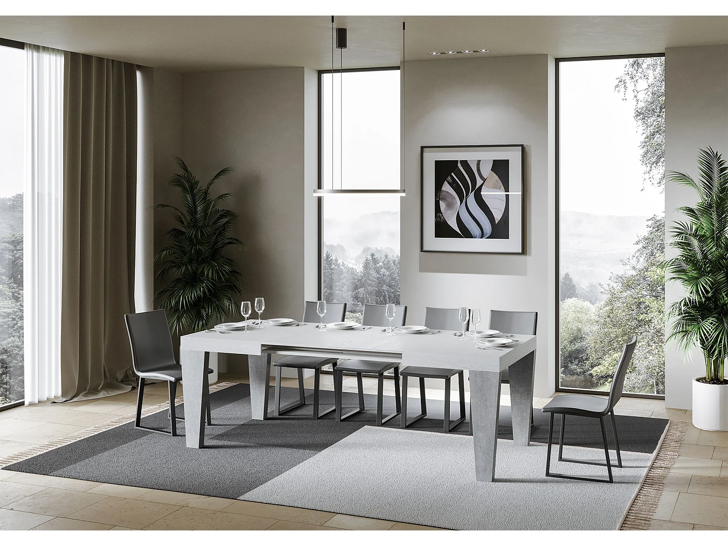 Stół rozkładany 90x130/234 cm Spimbo Mix Blat jesionowy biały - Nogi cementowe