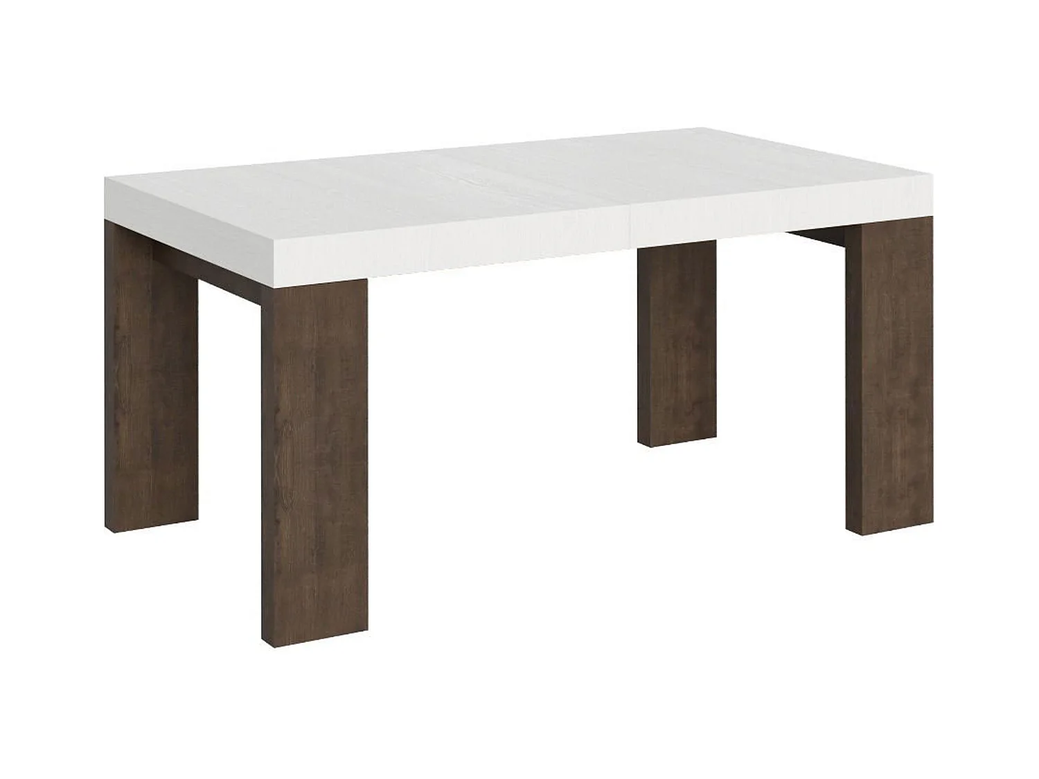 Table extensible 90x160/420 cm Roxell Mix dessus Frêne Blanc pieds Noyer