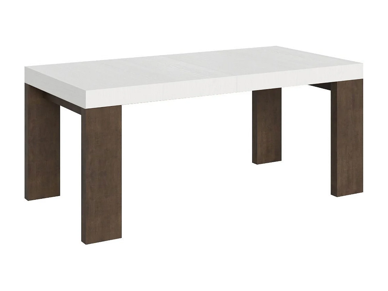 Table extensible 90x180/440 cm Roxell Mix dessus Frêne Blanc pieds Noyer