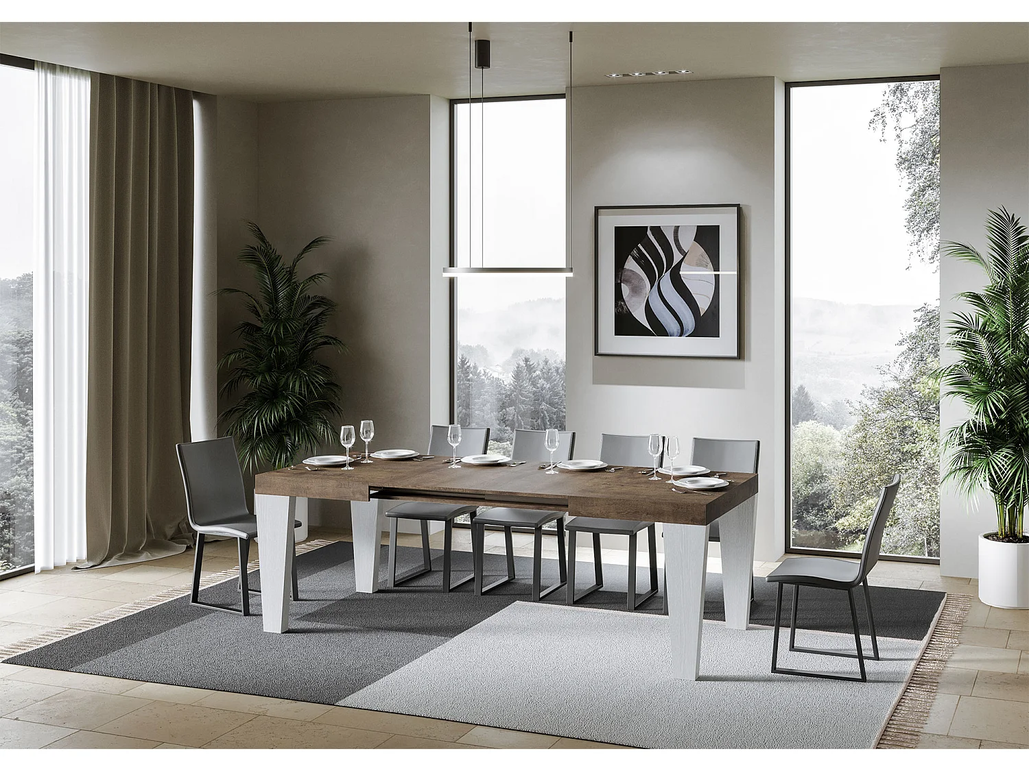 Stół rozkładany 90x130/234 cm Spimbo Mix Blat z orzecha włoskiego - nogi z białego jesionu